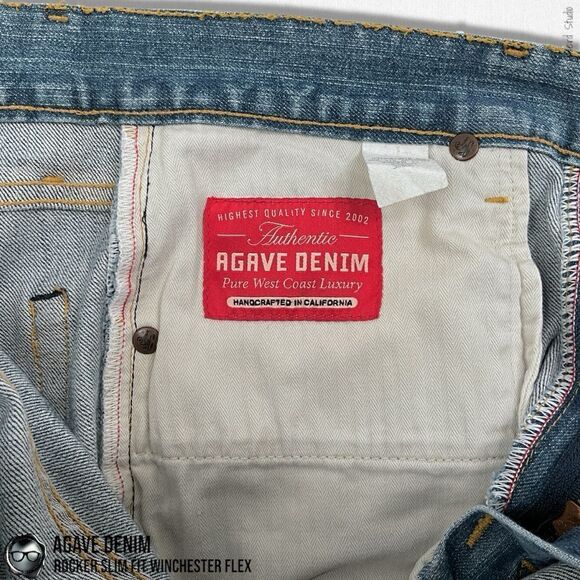 AGAVE DENIM ROCKER SLIM FIT WINCHESTER FLEX BLUE JEANS IN JAPANESE BROWN/INDIGO - Picture 10 of 15